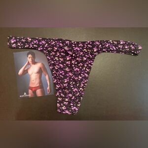 Body Aware Men’s Purple Flower Thong Brief Underwear Size XL
